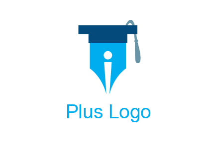 pen nib with scholarship hat education logo