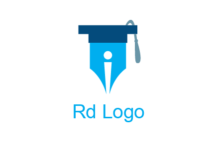 pen nib with scholarship hat education logo