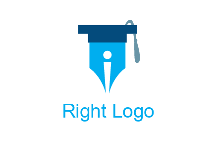 pen nib with scholarship hat education logo