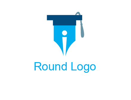 pen nib with scholarship hat education logo