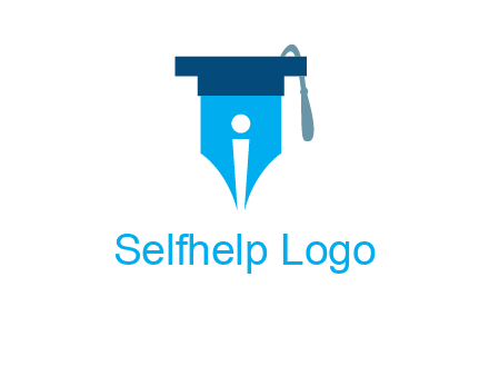 pen nib with scholarship hat education logo