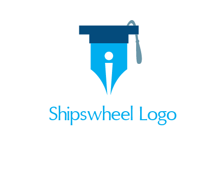 pen nib with scholarship hat education logo