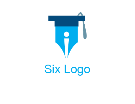 pen nib with scholarship hat education logo