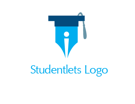 pen nib with scholarship hat education logo