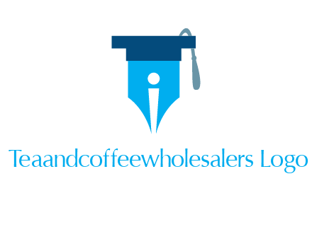 pen nib with scholarship hat education logo