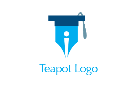 pen nib with scholarship hat education logo