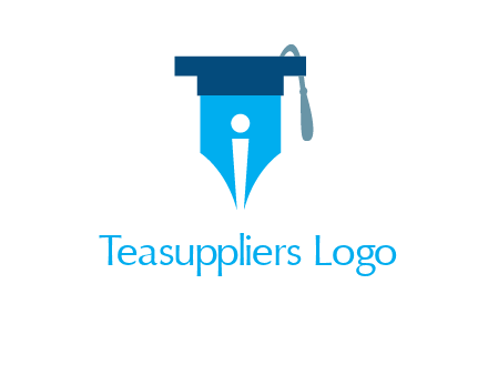 pen nib with scholarship hat education logo