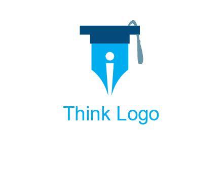pen nib with scholarship hat education logo