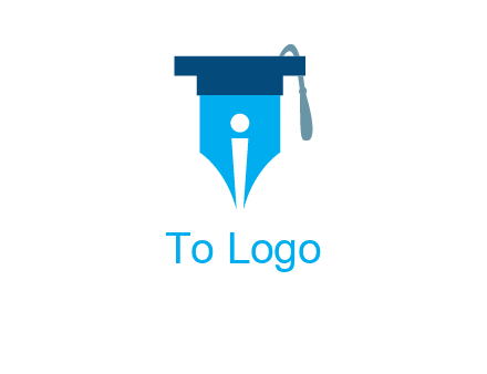 pen nib with scholarship hat education logo