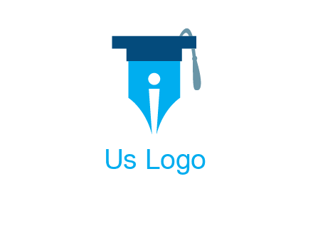 pen nib with scholarship hat education logo
