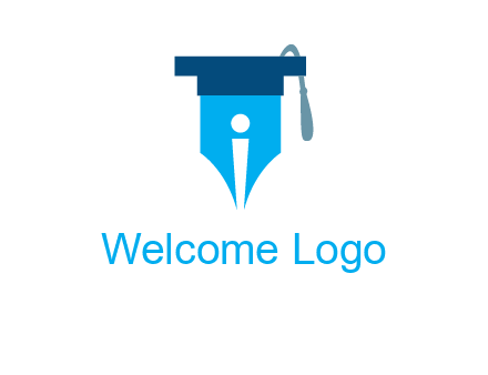 pen nib with scholarship hat education logo