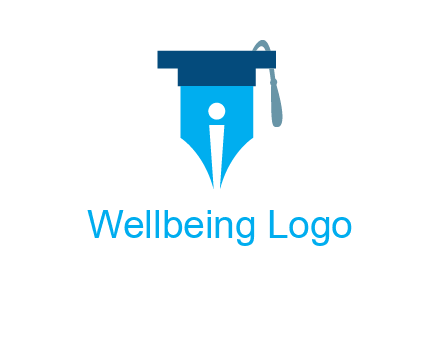 pen nib with scholarship hat education logo