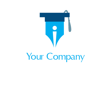 pen nib with scholarship hat education logo