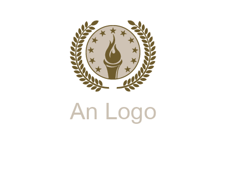 torch badge with leaves around finance logo