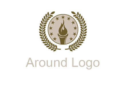 torch badge with leaves around finance logo
