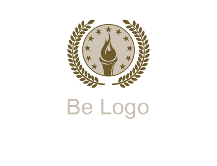 torch badge with leaves around finance logo