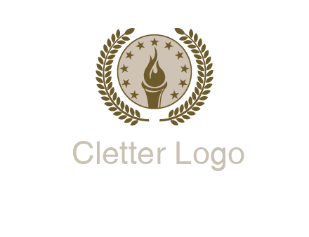 torch badge with leaves around finance logo