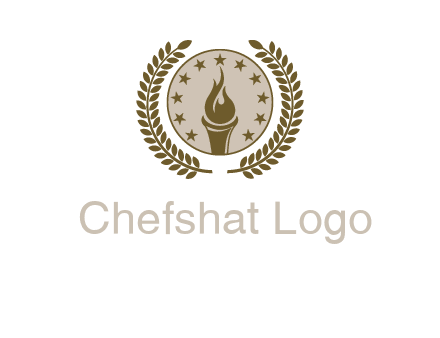 torch badge with leaves around finance logo