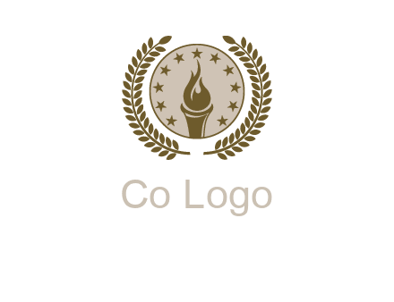 torch badge with leaves around finance logo