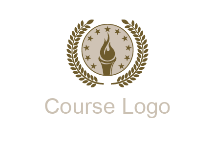 torch badge with leaves around finance logo