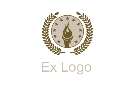 torch badge with leaves around finance logo