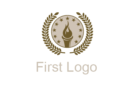 torch badge with leaves around finance logo
