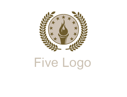 torch badge with leaves around finance logo