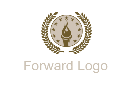 torch badge with leaves around finance logo