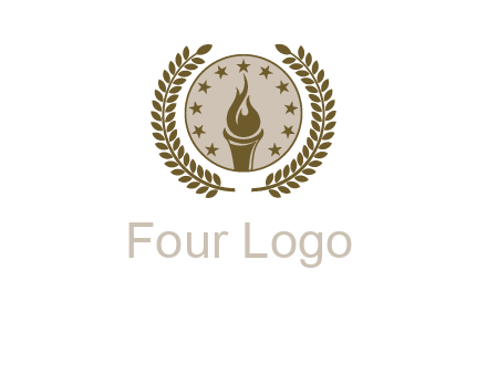 torch badge with leaves around finance logo