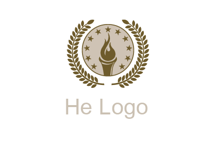 torch badge with leaves around finance logo