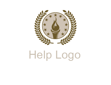 torch badge with leaves around finance logo