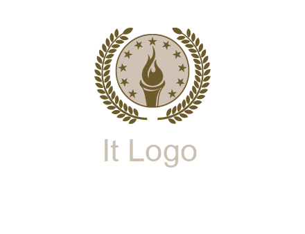 torch badge with leaves around finance logo