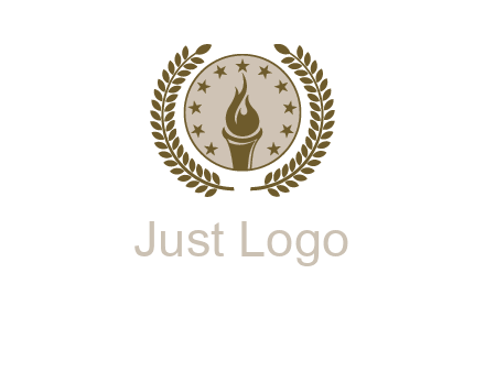 torch badge with leaves around finance logo
