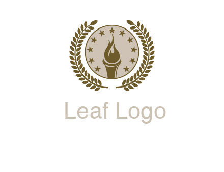 torch badge with leaves around finance logo