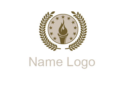 torch badge with leaves around finance logo