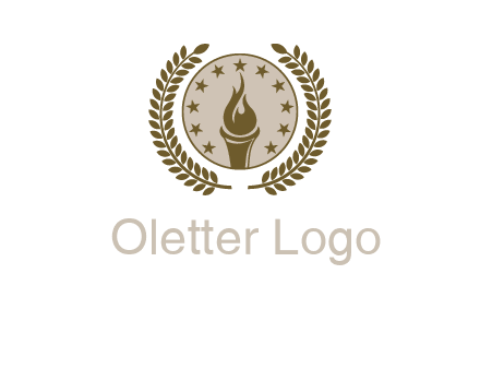 torch badge with leaves around finance logo