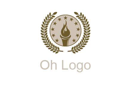 torch badge with leaves around finance logo