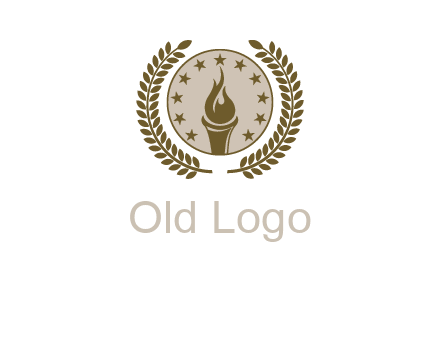 torch badge with leaves around finance logo