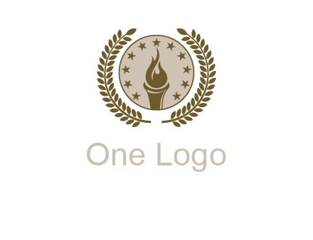 torch badge with leaves around finance logo