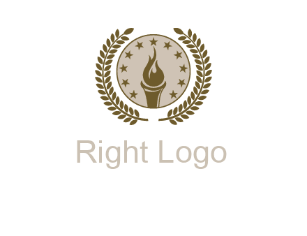 torch badge with leaves around finance logo