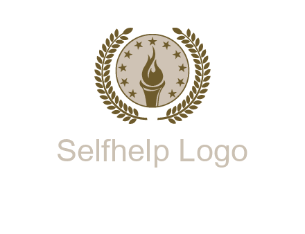torch badge with leaves around finance logo