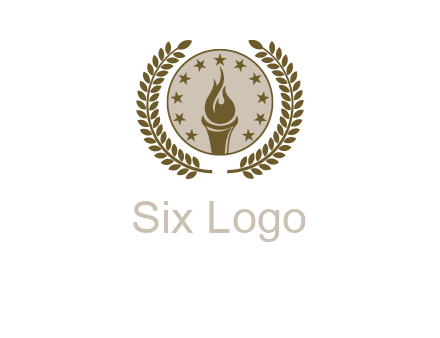torch badge with leaves around finance logo