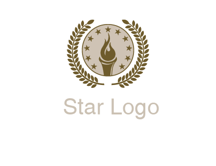 torch badge with leaves around finance logo