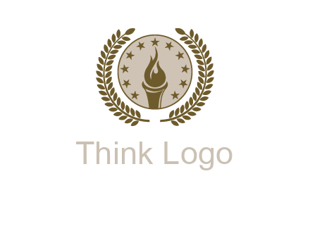 torch badge with leaves around finance logo