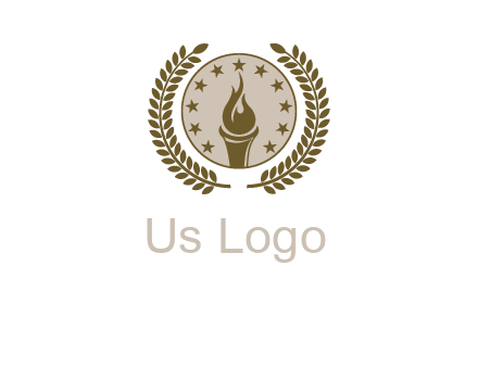 torch badge with leaves around finance logo