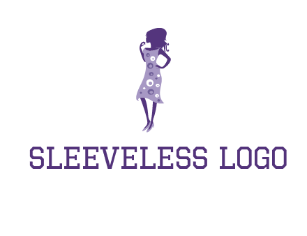 woman in a purple sleeveless dress logo