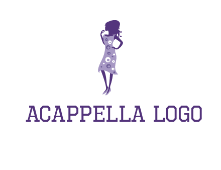 woman in a purple sleeveless dress logo