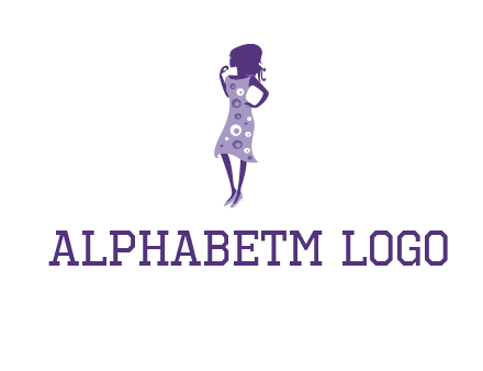 woman in a purple sleeveless dress logo