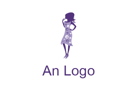 woman in a purple sleeveless dress logo