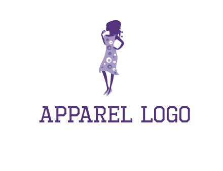 woman in a purple sleeveless dress logo
